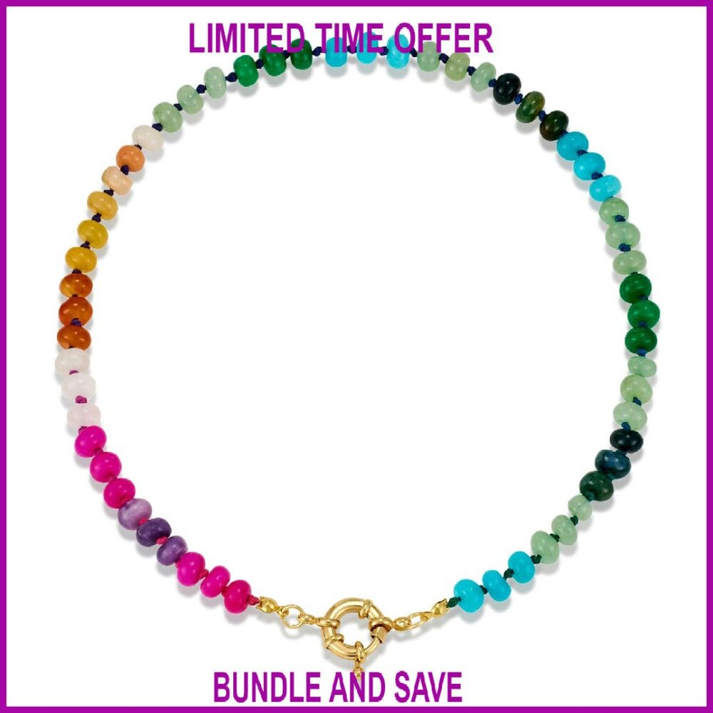 Handmade Natural Gemstone Beaded Choker Necklace Boho Style